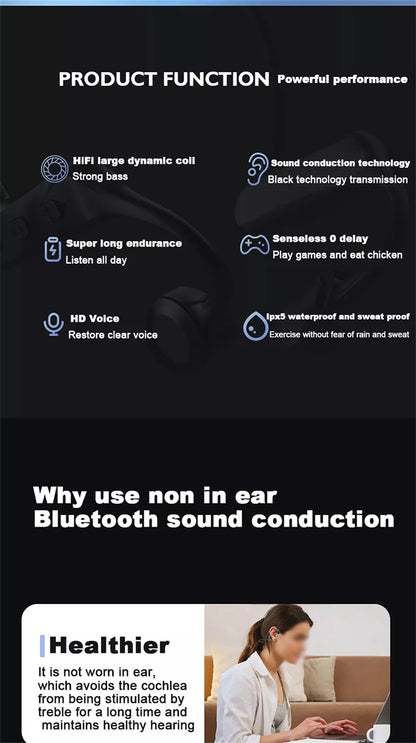 Bone Conduction Bluetooth Headset Ear Mounted Waterproof True Wireless Air Conduction Wireless Sports Headset