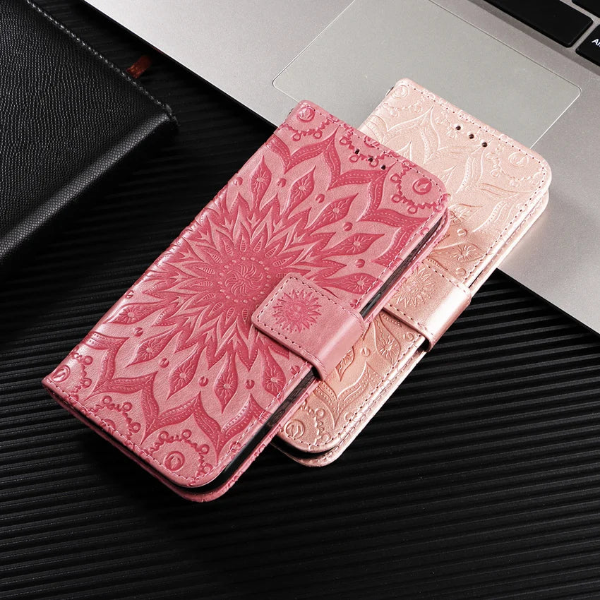 Rose Gold Leather Phone Book Cover Flower Honor