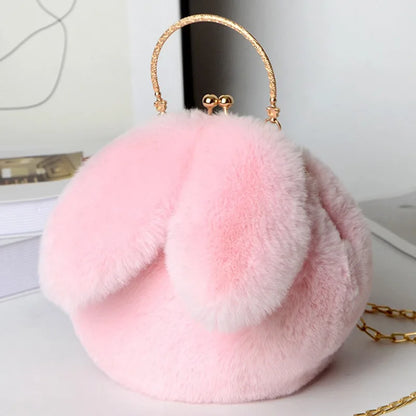 Cute Plush Rabbit Crossbody Bags for Women – Korean Version Cute Purses and Handbags, Girls New Rabbit Ear Shoulder Messenger Bag