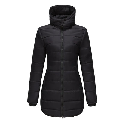 Long Quilted Puffer Jacket for Women in Bold Colors