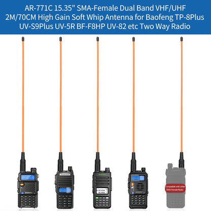 ABBREE Walkie Talkie Antenn SMA Kvinna Man VHF UHF Band Tri-Band GMRS för BaoFeng UV-5R BF-888S Quansheng UV-K5 K6 Skinka Radio