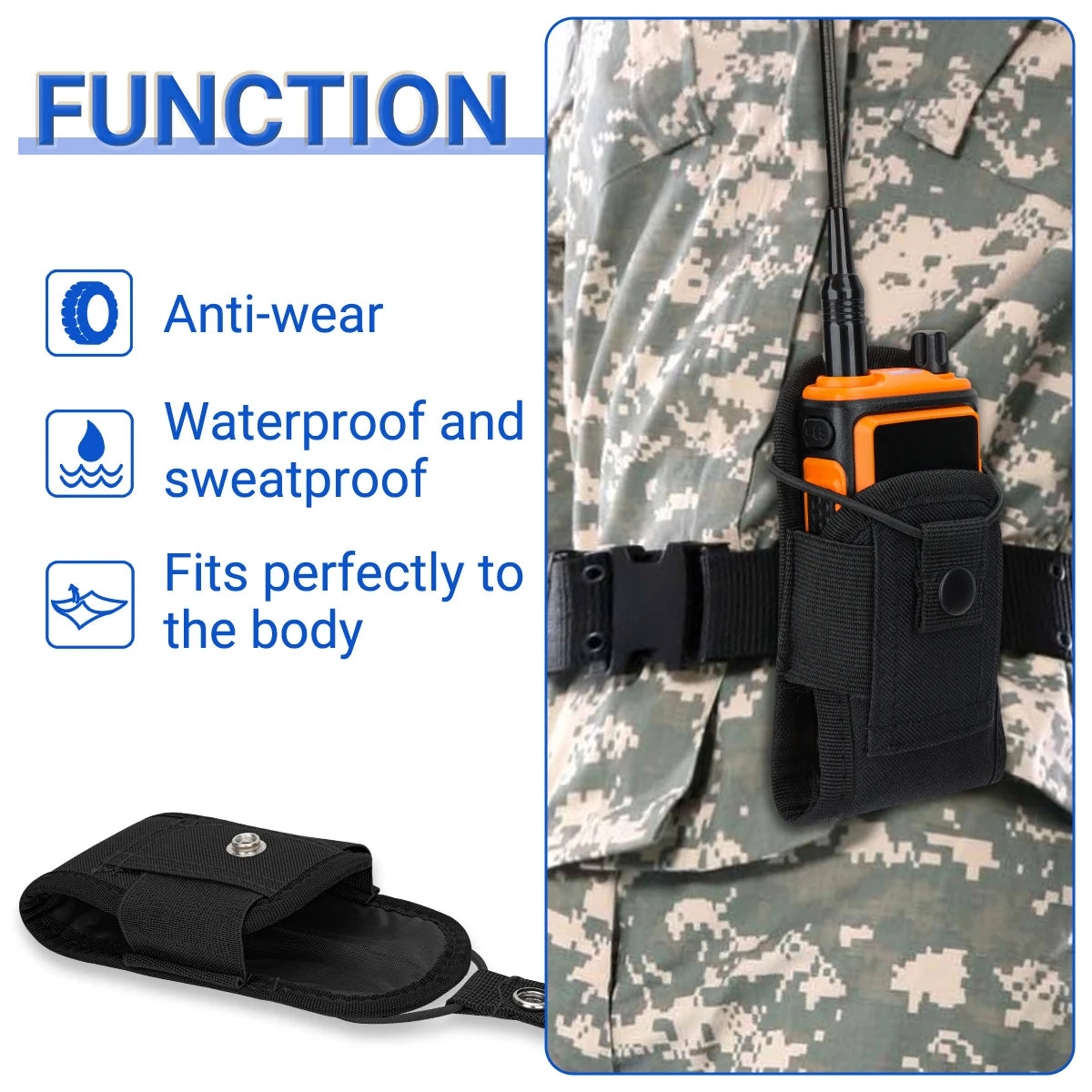 Tactical Walkie Talkie Pouch Oxford Molle Radio Pouch Holder Pocket Portable Outdoor Hunting Sports Waist Bag Interphone Holster