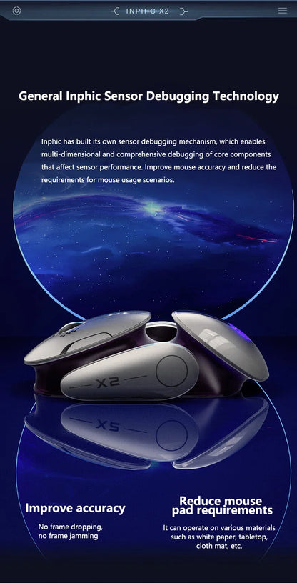 Inp X2 Silent Bluetooth Mouse Metal Base Rechargeable Wireless Gaming Mouse For Computer Laptop Office Game