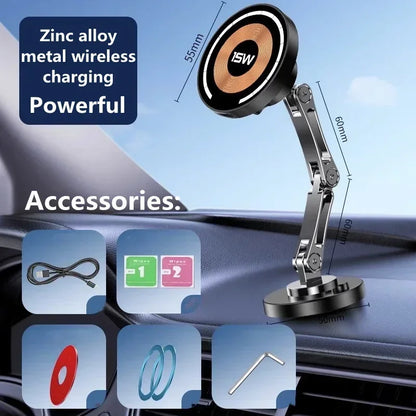 Magnetic Car Wireless Charger Stand Magnet Car Mount Fast Charging Station Phone Holder Bracket For Macsfae iPhone 15 14 13 12