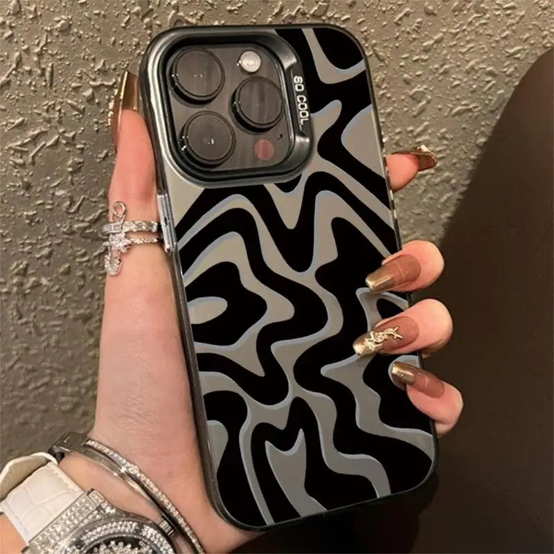 Stripe Pattern Matte Texture Telefonskal till iPhone – Stötsäkert skärmskyddsfodral för iPhone