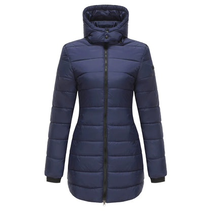 Long Quilted Puffer Jacket for Women in Bold Colors