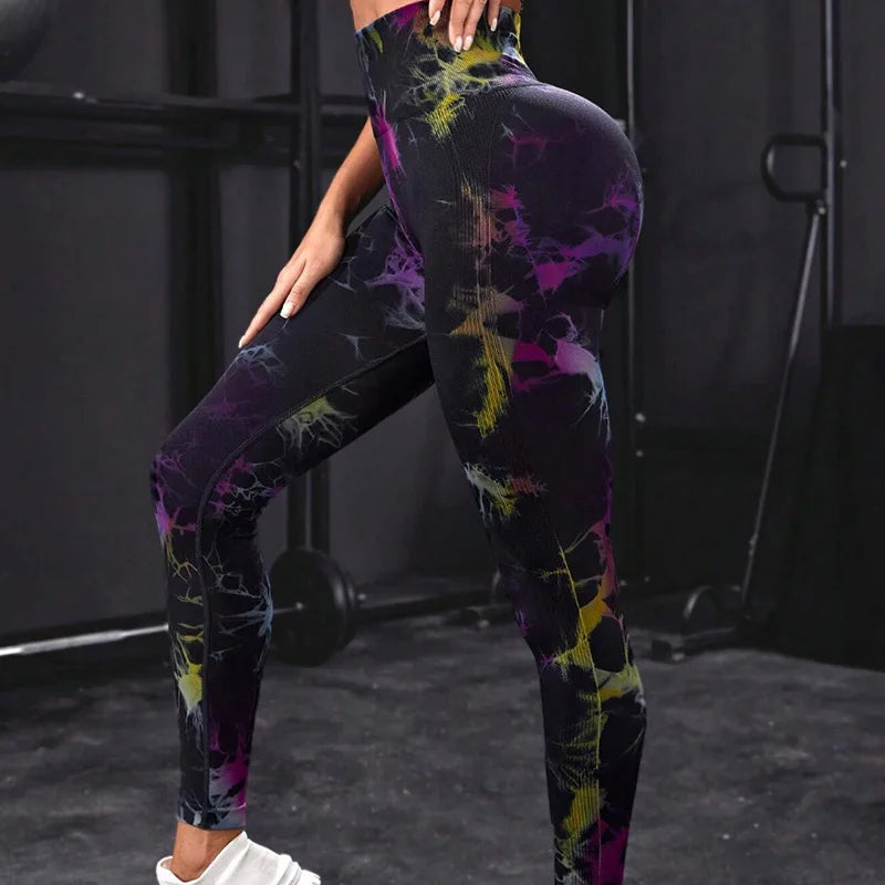 Kvinnors hög midja Tie-Dye Yoga Leggings i 26 färger