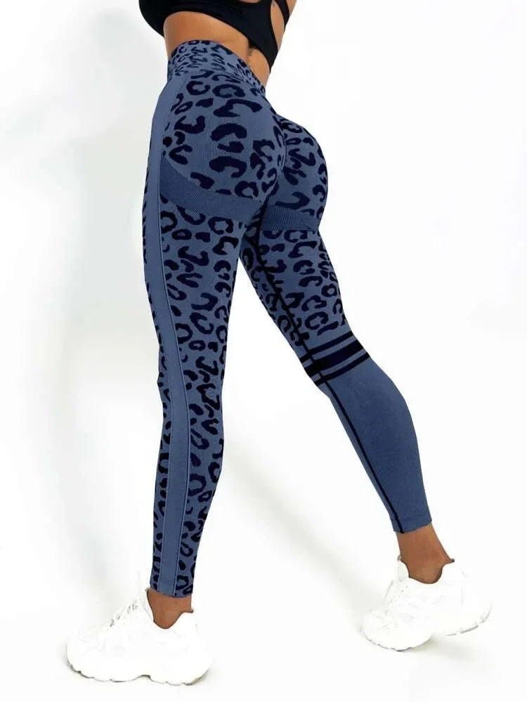 Women's High Waist Seamless Leopard Leggings with Hip Lift