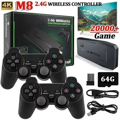 Video Game Sticks M8 Console 2.4G Dual Wireless Controller Game Stick 4K 10000 Games 64GB Retro Game for DropShiopping Xmas Gift