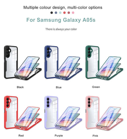 360° Full Body Transparent Shockproof Case with Screen Protector for Samsung Galaxy Models