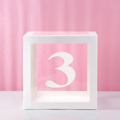 25/27cm Transparent Letter Baby Shower Box Birthday Wedding 1st Birthday Party Decorations Custom Cube Balloon with Letter Box