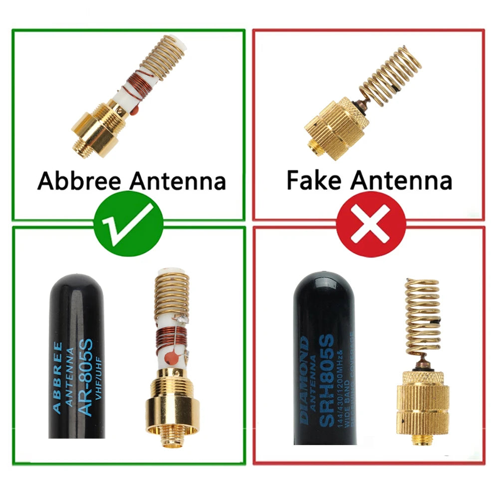 ABBREE Mini Walkie Talkie Antenn AR-805S SMA- Kvinnlig Dual Band High Gain Antenn för Baofeng BF-888S UV-5R UV-21 PRO Skinka Radio