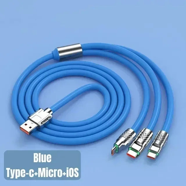 3 i 1 120W 6A Snabbladdning Typ C-kabel Micro USB för iPhone Laddningskabel för Samsung Huawei Xiaomi Telefonladdare USB-kabel