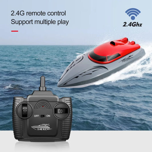 RC Boat Dual Motor Remote Control Racing Speedboat 2.4Ghz Boat Anti-collision Ship Waterproof Toy Competition Game Kid Gift