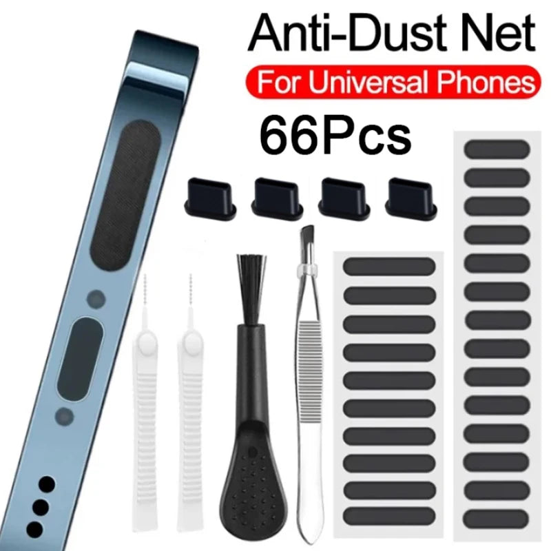 66PCS Mobile Phone Speaker Charging Port Cleaning Set Dust Plug for iPhone 15 14 13 Samsung Xiaomi Earphones Cleaner Kit Brush