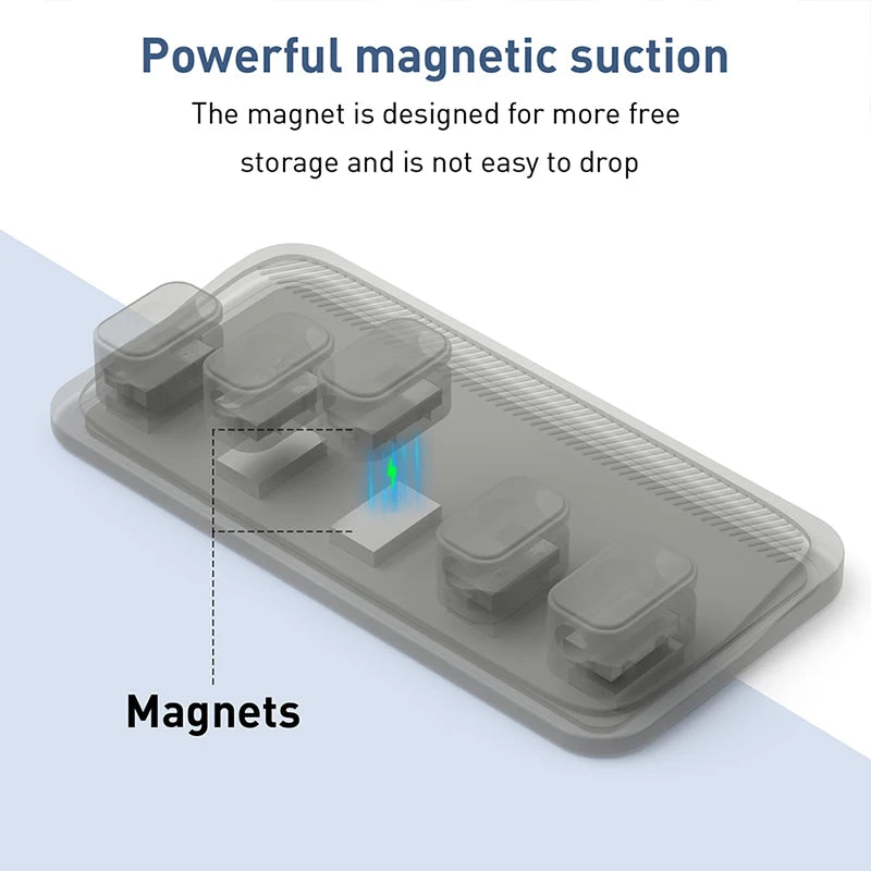 Datatrådar Organizer Desktop Magnetisk Kabelklämma Skydd Sladdlindare Radplugg Självhäftande Fast USB Laddningslinjehållare