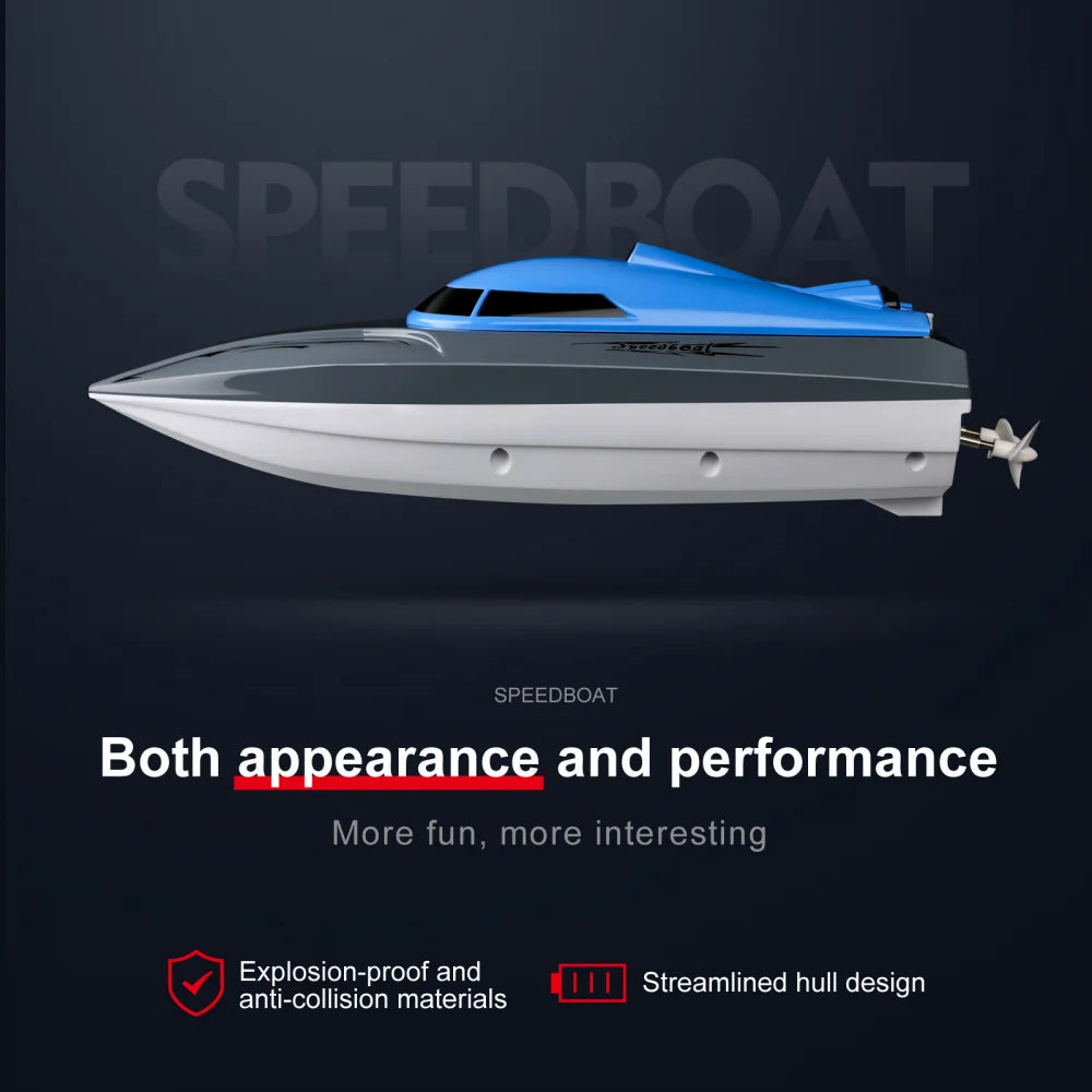 RC Båt Dubbelmotor Fjärrkontroll Racing Speedboat 2,4Ghz Båt Anti-kollisionsfartyg Vattentät leksakstävling Spel Barnpresent