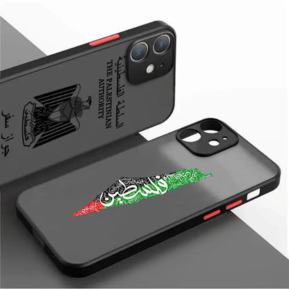 Matt transparent bakfodral för iPhone: Palestine Flag Map Passport Cover