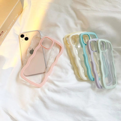 Transparent Curly Wave Shockproof Case for iPhone Models