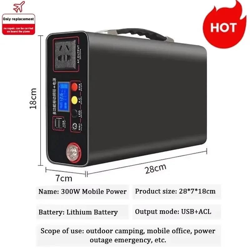 300W Portable Power Station 220V 90000mAh Power Bank for Camping