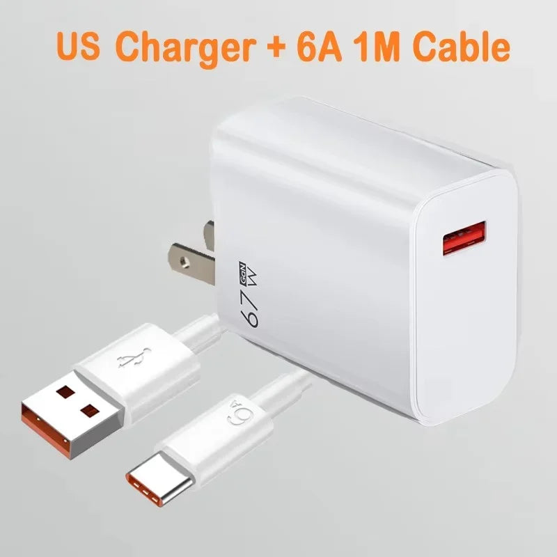 För Xiaomi 67W USB Snabbladdare 6A Typ C Kabeltelefon Strömadapter För Mi 12 11 POCO X5 X4 Pro Redmi Note9 10 11 Laddningslinje