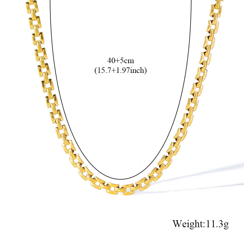 EILIECK 316L Rostfritt stål Metall Twist Wound Chain Halsband För Kvinnor Mode 18K Guldpläterad Hals Kedja Krage Smycken Bijoux