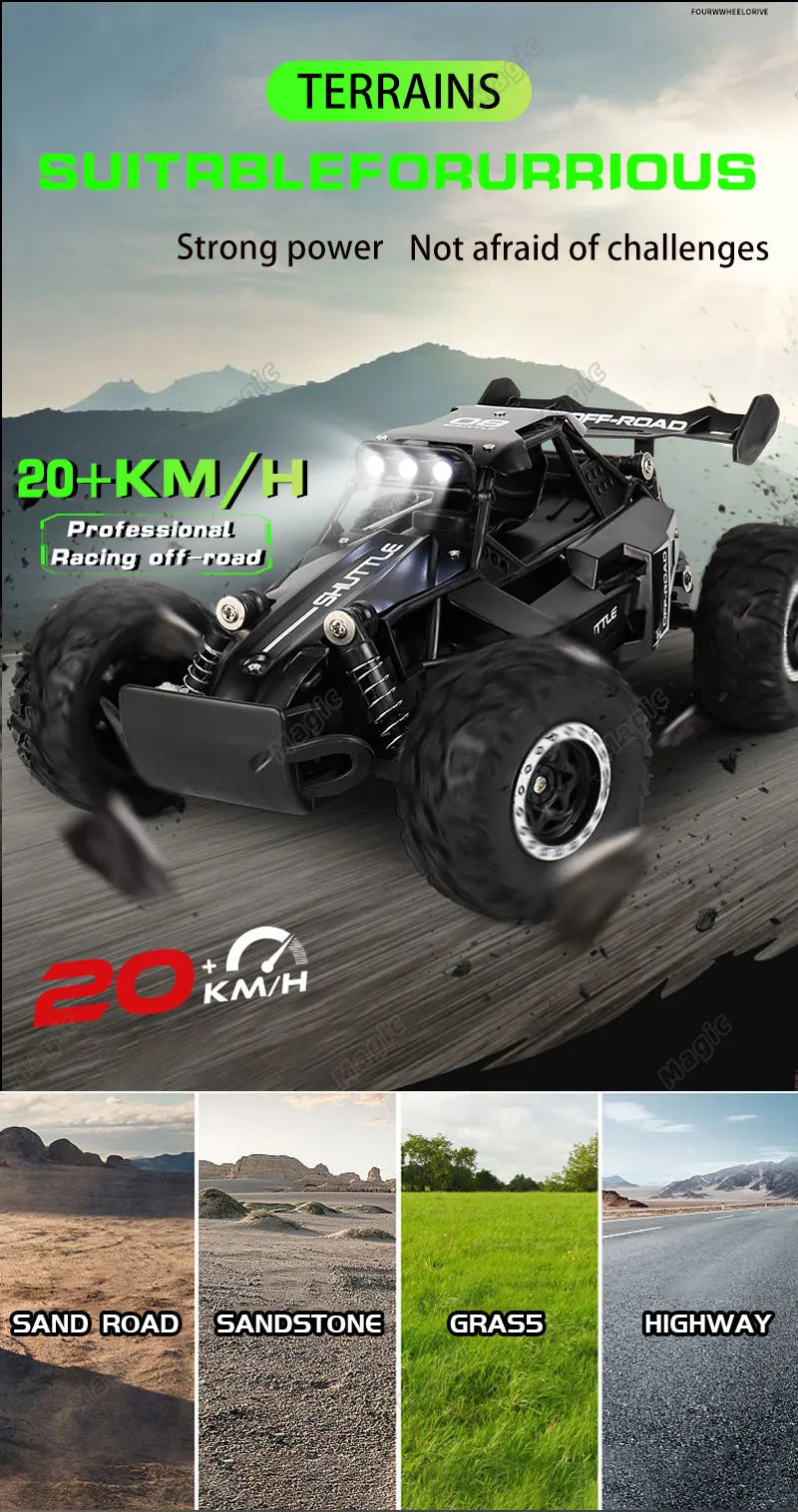 2.4GHz RC Car: High-Speed, Off-Road Climbing, LED Lights