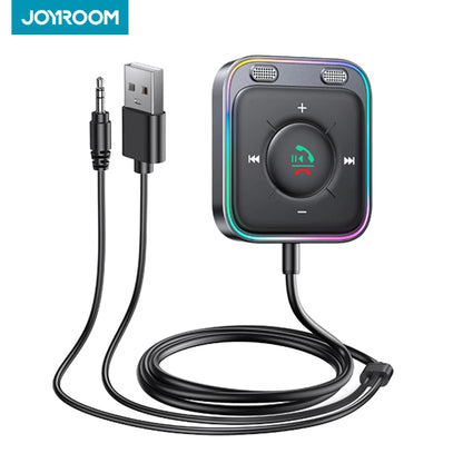 Joyroom Bluetooth 5.4 Car Adapter With Dual Mics Noise Cancellation AUX Bluetooth Wireless Receiver Car Kit Plug-and-Play