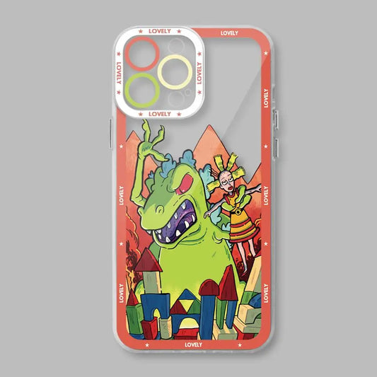 Movie R-Rugrats Cartoon Reptar Phone Case for Apple iPhone 15 16 Pro XS Max 13 14 Plus XR SE 7 8 12 11 Pro plus Matte