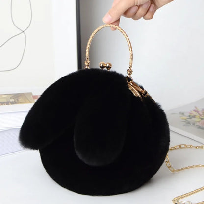 Cute Plush Rabbit Crossbody Bags for Women – Korean Version Cute Purses and Handbags, Girls New Rabbit Ear Shoulder Messenger Bag