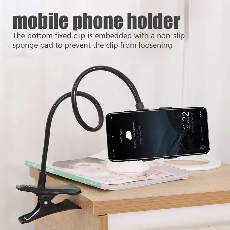 Universal Flexible Gooseneck Mobile Phone Holder – Adjustable Bed, Desk, and Table Clip Stand for Smartphones