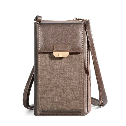 Trendy Women's Mobile Phone Shoulder Bag – Lock Design, Simple Line Small Square Messenger Bag