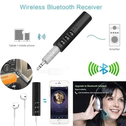 Car Bluetooth 5.0 Receiver 3.5mm 3.5 AUX Jack Stereo Music Audio Car Kit Transmitter Speaker Amplifier Wireless Adapter with Mic