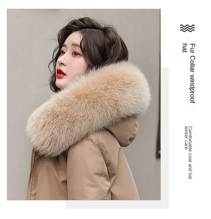 Hooded Long Parka with Wool Liner and Fur Collar Slim and Warm