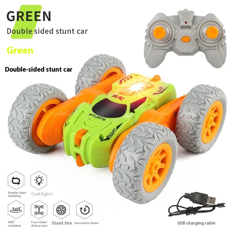 RC Car – 2.4G High-Speed Mini Double-Sided Stunt Car, 360-Degree Rotating with Lights, Remote Control Toy for Children