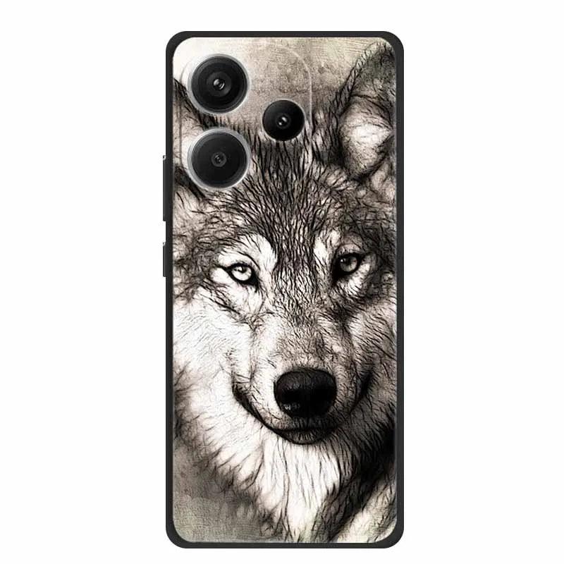 Animals Soft Silikon TPU bakstycke med Wolf Protective Bumper för Xiaomi POCO F6 5G – För POCO F6