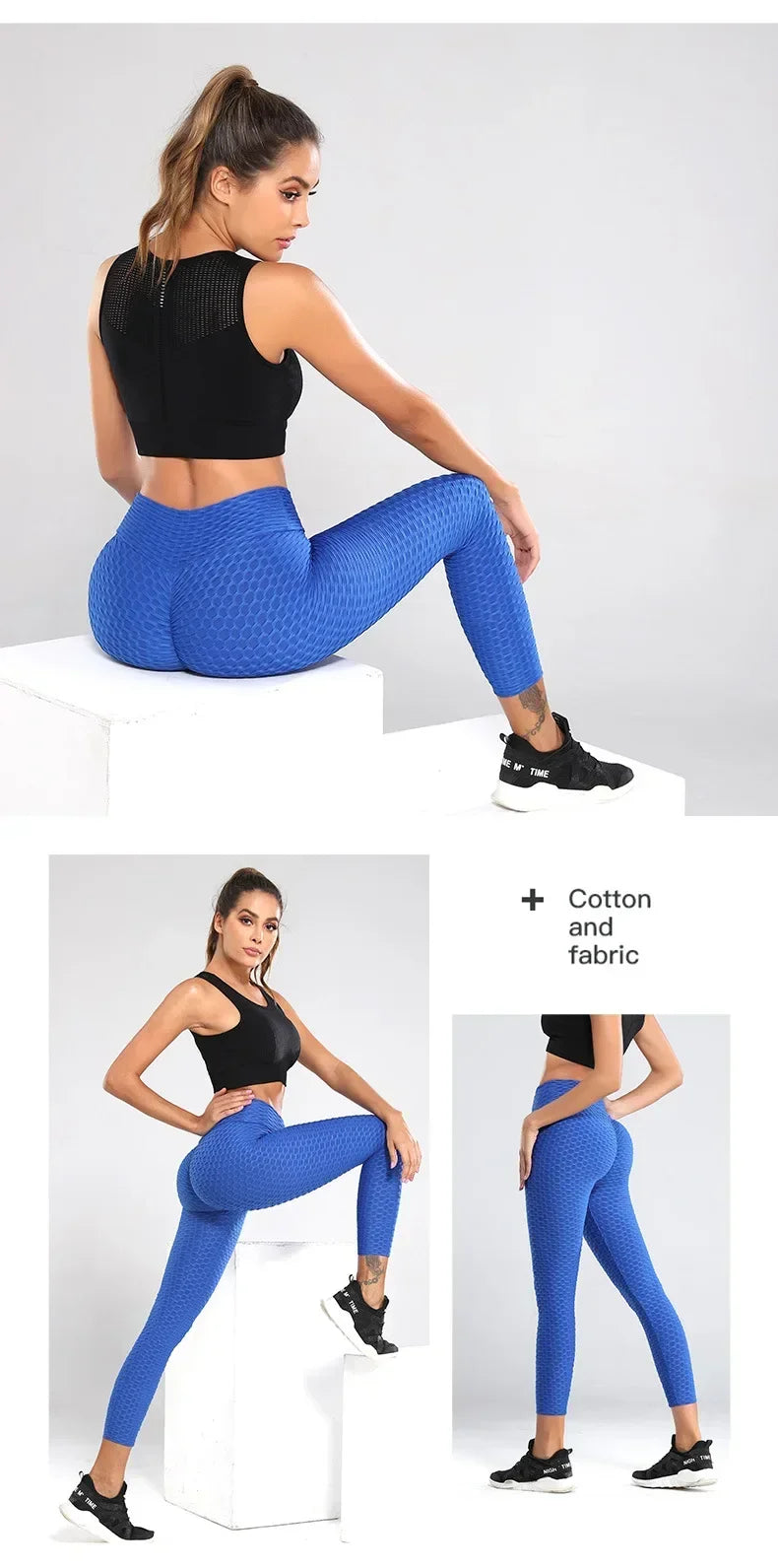 Women's High Waist Flared Yoga Pants with Bubble Hip Effect