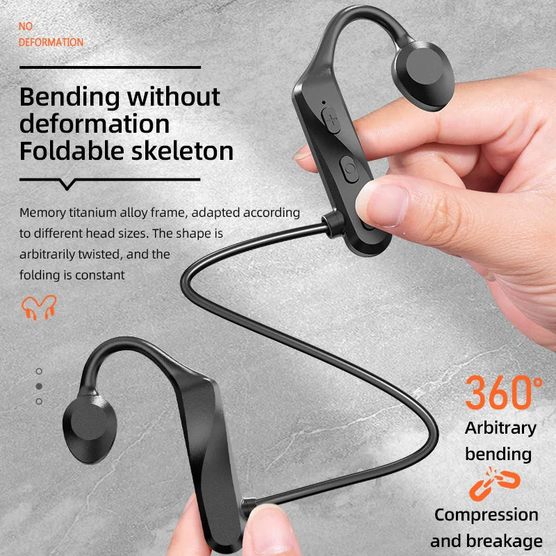 K69 Bone Conduction Hörlurar Bluetooth Hifi Musik hörlurar Sport Ear-hook Trådlösa headset med mikrofon vattentäta hörlurar