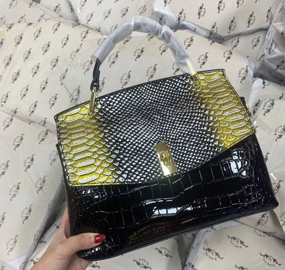 Luxury Leather Handbag: Designer Brand, Crocodile Print, Fashion Trend