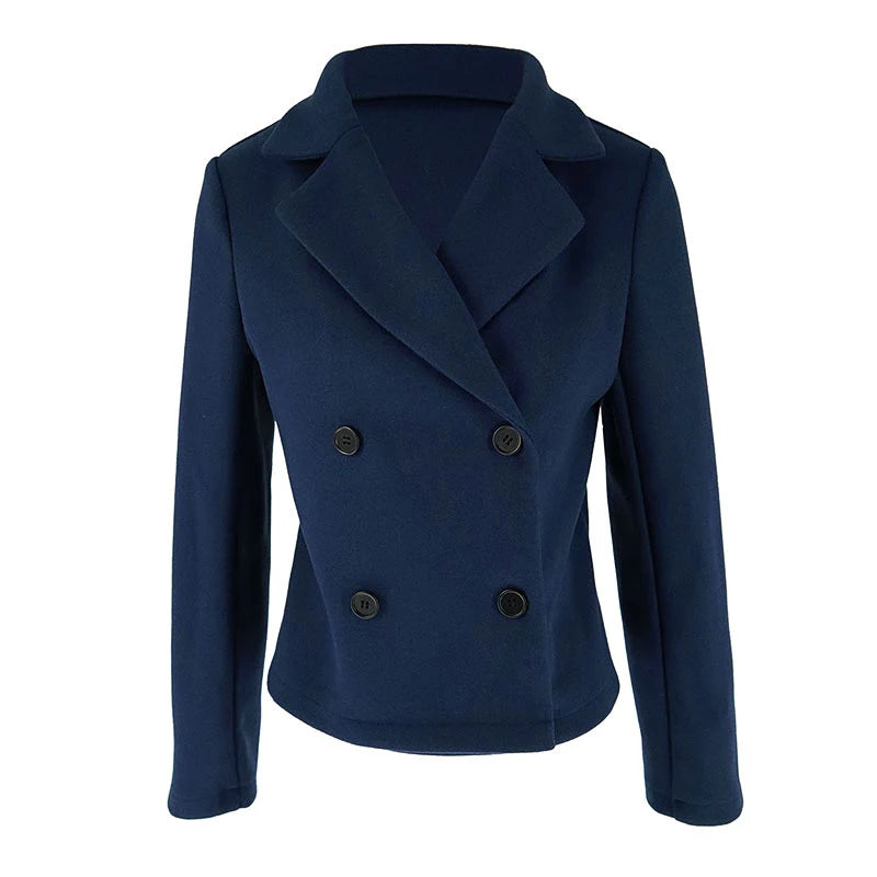 Navy Blue Short Blazer with Long Sleeves Versatile and Stylish