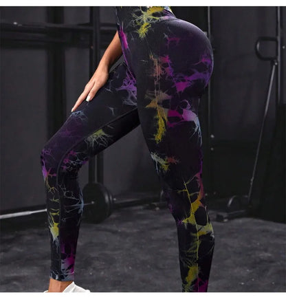 Kvinnors hög midja Tie-Dye Yoga Leggings i 26 färger