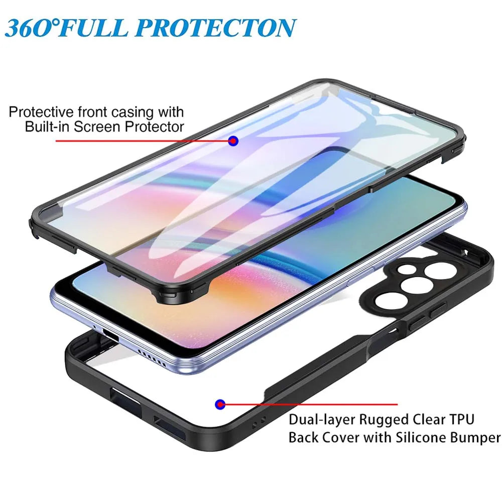 360° Full Body Transparent Shockproof Case with Screen Protector for Samsung Galaxy Models