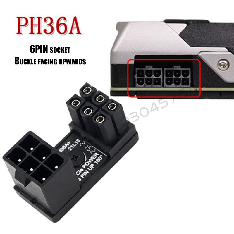 Graphics Card Power Supply Adapter Elbow 180°, GPU PSU Steering Connector PCI-E 6Pin 8Pin Rotating Wiring Artifact Solution