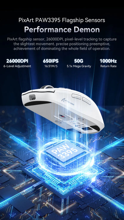 Shark X6 PAW3395 Bluetooth Mouse,Tri-Mode Connection,RGB Touch Magnetic Charging Base