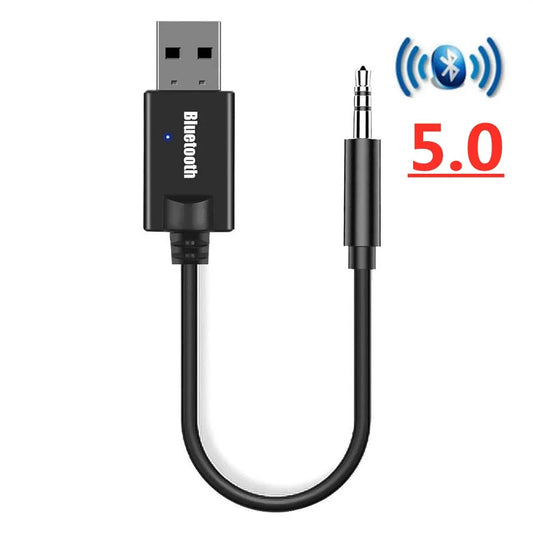 Bluetooth 5.0 Audio Receiver Car Kit 3.5MM 3.5 Jack AUX Auto Stereo Music USB Dongle Wireless Adapter for Car Speaker Amplifier