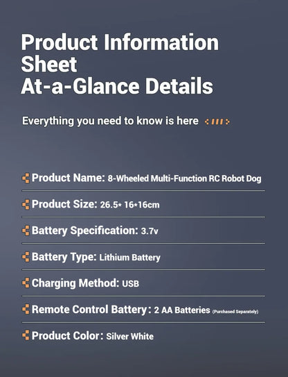 JJRC New Eight Wheel Intelligent Stunt Mechanical Dog Gesture Sensing Remote Control Machine Dog Children'S Electric Toy Gift