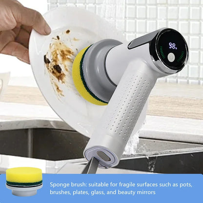 Electric Cleaning Brush – Powerful Bathroom Wash Tool with 7 Brush Heads for Tiles