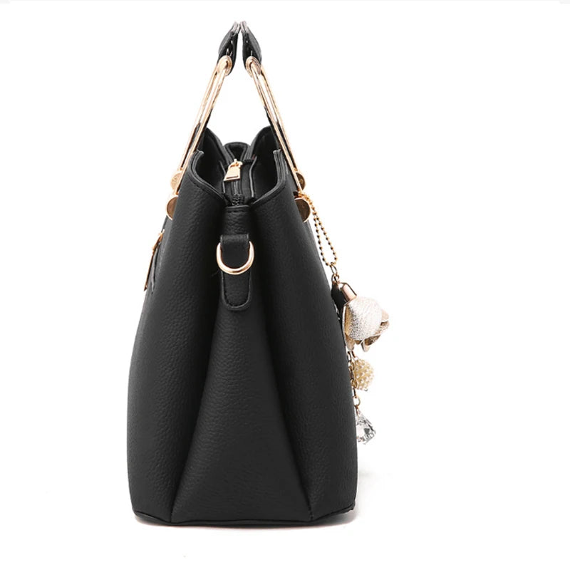 Luxury Handle Bags For Women PU Leather Pendant Crossbody Bag Large Capacity Messenger Handbag Middle-aged Mommy Bags Tote Purse