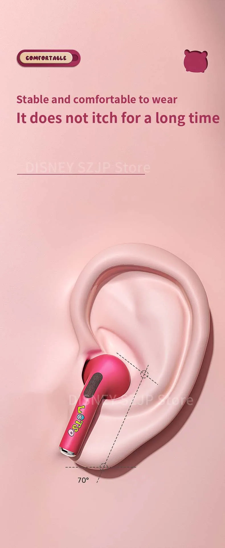 New Disney Q50 Stitch Angel Wireless Bluetooth 5.3 Earphones HiFi Surround Sound Headset Smart Touch Headphone Long Endurance