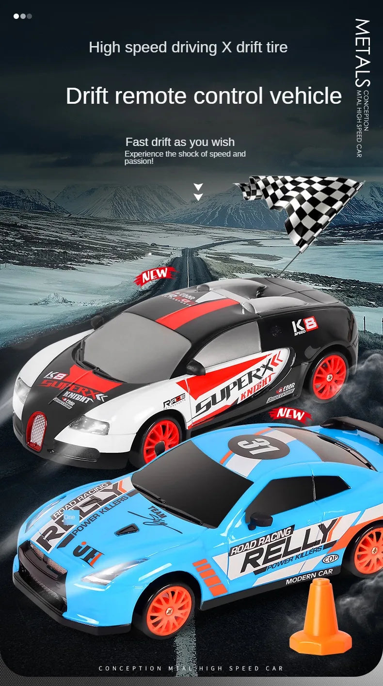 2.4G RC CAR With LED Light 4WD Remote Control Drift Cars Professional Racing Toys GTR Model AE86 for Children Christmas Gifts